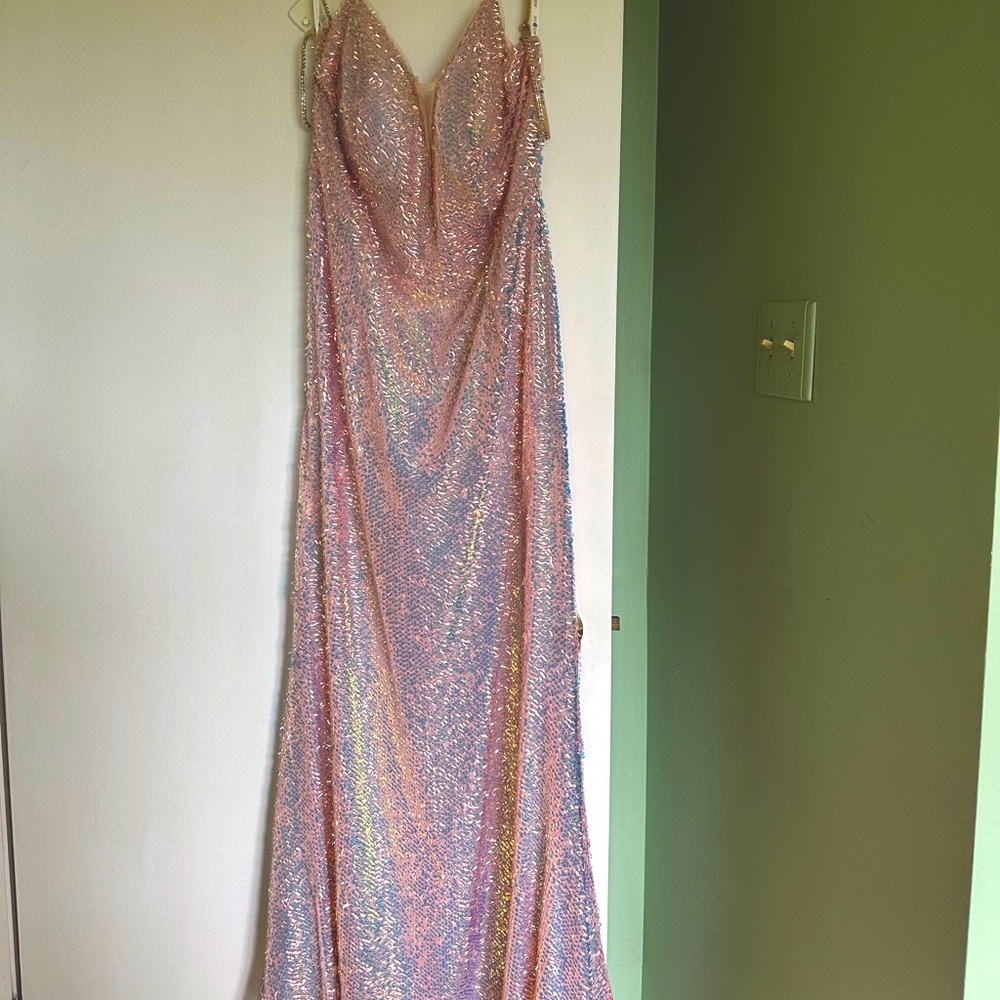 Jules and Cleo prom dress size 20 bnwot pink multicolor sequins